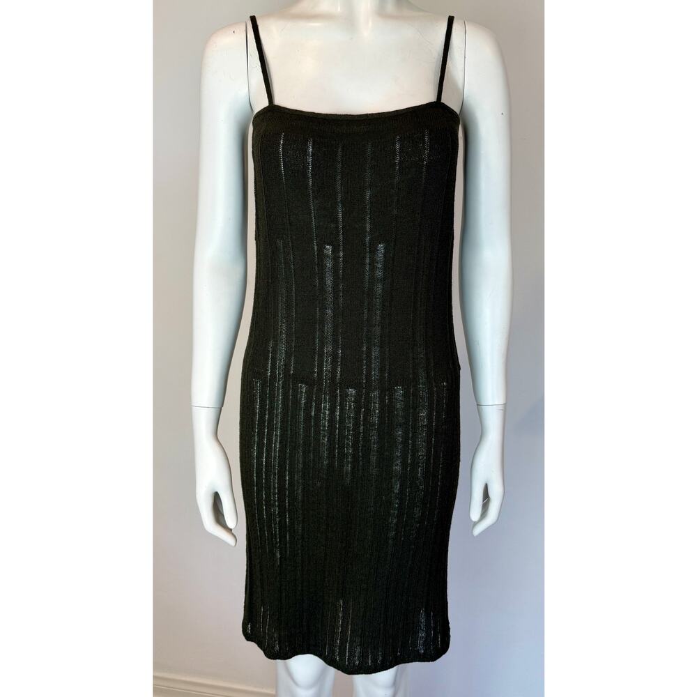 S/S 1997 Gucci by Tom Ford Runway Sheer Olive Green Knit Bodycon Dress